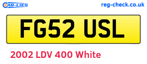 FG52USL are the vehicle registration plates.