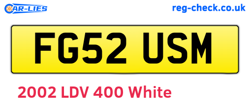 FG52USM are the vehicle registration plates.