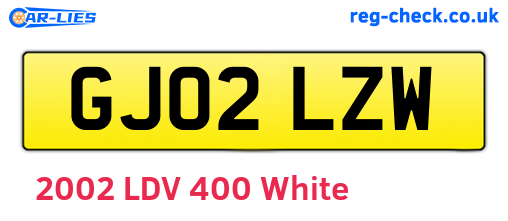 GJ02LZW are the vehicle registration plates.