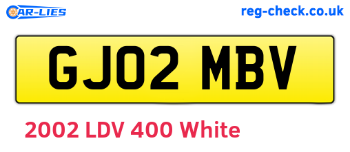 GJ02MBV are the vehicle registration plates.