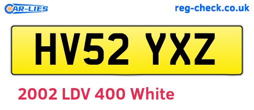 HV52YXZ are the vehicle registration plates.