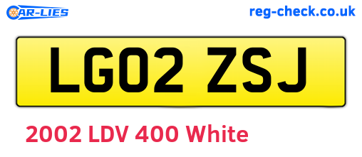 LG02ZSJ are the vehicle registration plates.