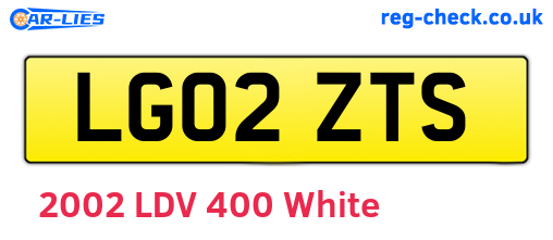 LG02ZTS are the vehicle registration plates.