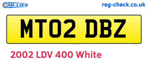 MT02DBZ are the vehicle registration plates.