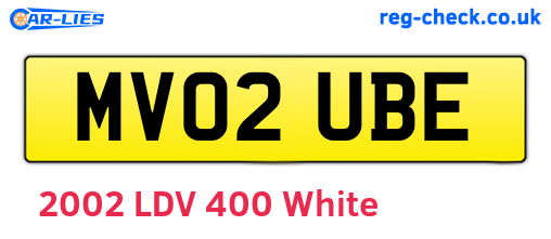 MV02UBE are the vehicle registration plates.