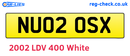 NU02OSX are the vehicle registration plates.