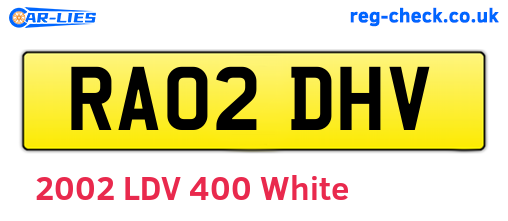 RA02DHV are the vehicle registration plates.