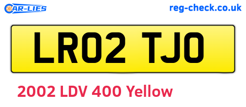 LR02TJO are the vehicle registration plates.
