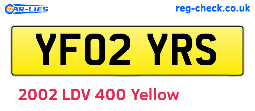 YF02YRS are the vehicle registration plates.