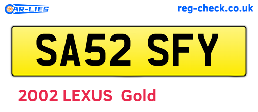 SA52SFY are the vehicle registration plates.