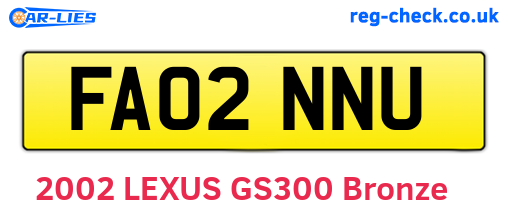 FA02NNU are the vehicle registration plates.