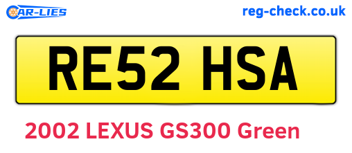 RE52HSA are the vehicle registration plates.