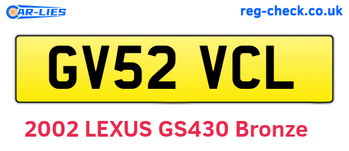 GV52VCL are the vehicle registration plates.