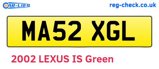 MA52XGL are the vehicle registration plates.