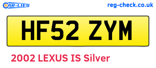 HF52ZYM are the vehicle registration plates.