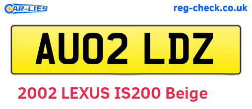 AU02LDZ are the vehicle registration plates.