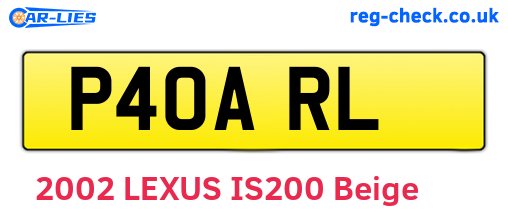 P40ARL are the vehicle registration plates.