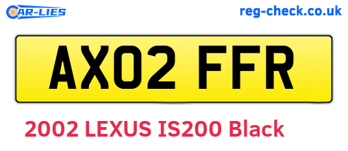 AX02FFR are the vehicle registration plates.