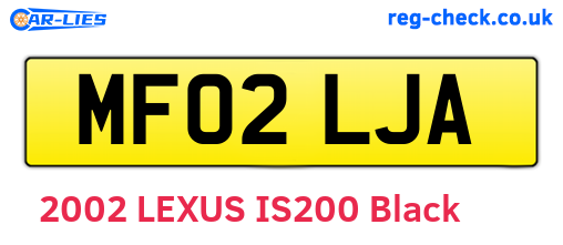 MF02LJA are the vehicle registration plates.