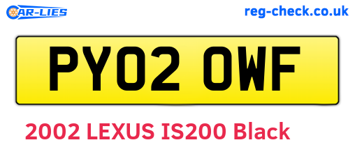 PY02OWF are the vehicle registration plates.