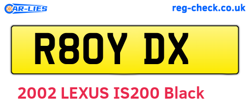 R80YDX are the vehicle registration plates.