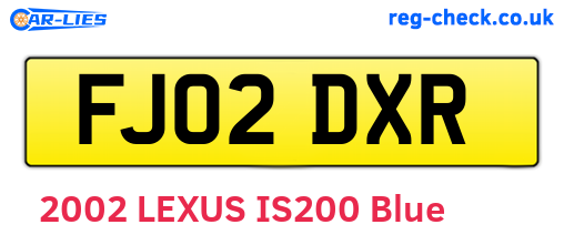 FJ02DXR are the vehicle registration plates.