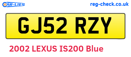 GJ52RZY are the vehicle registration plates.