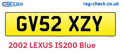 GV52XZY are the vehicle registration plates.