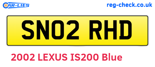 SN02RHD are the vehicle registration plates.
