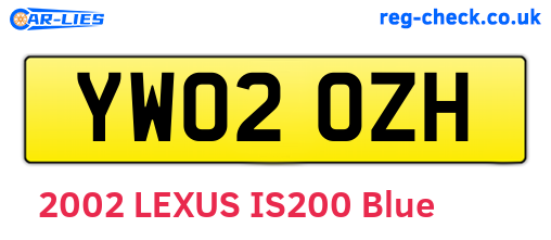 YW02OZH are the vehicle registration plates.