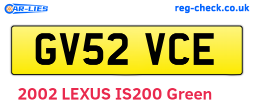 GV52VCE are the vehicle registration plates.