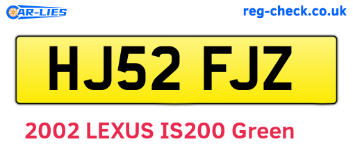 HJ52FJZ are the vehicle registration plates.