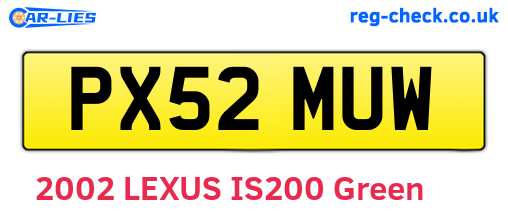 PX52MUW are the vehicle registration plates.