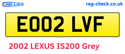 EO02LVF are the vehicle registration plates.