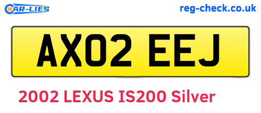 AX02EEJ are the vehicle registration plates.
