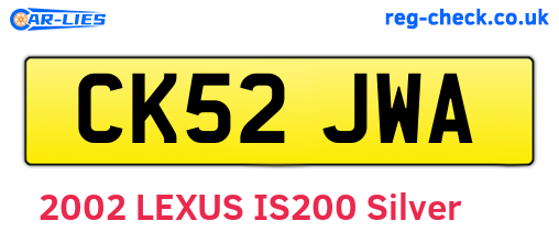 CK52JWA are the vehicle registration plates.