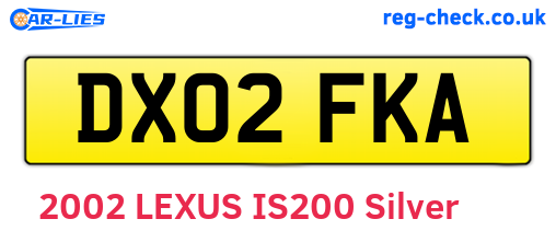 DX02FKA are the vehicle registration plates.
