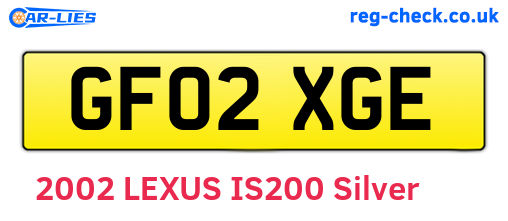 GF02XGE are the vehicle registration plates.