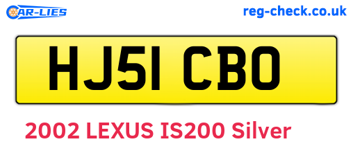 HJ51CBO are the vehicle registration plates.