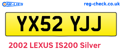 YX52YJJ are the vehicle registration plates.