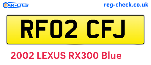RF02CFJ are the vehicle registration plates.