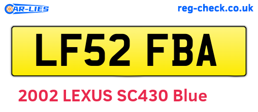 LF52FBA are the vehicle registration plates.