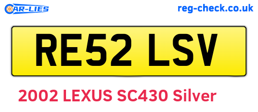 RE52LSV are the vehicle registration plates.
