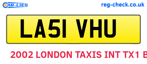 LA51VHU are the vehicle registration plates.