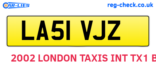 LA51VJZ are the vehicle registration plates.