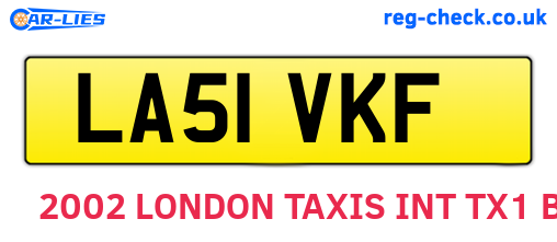 LA51VKF are the vehicle registration plates.