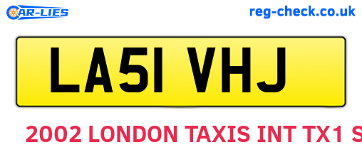LA51VHJ are the vehicle registration plates.