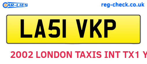 LA51VKP are the vehicle registration plates.