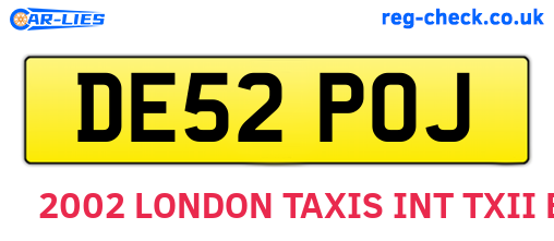 DE52POJ are the vehicle registration plates.