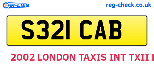 S321CAB are the vehicle registration plates.